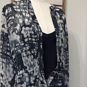 Banana Republic Dress Shear Overlay w/Slip Cinch Tie Waist Hidden Pockets Medium